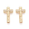 Religion Brass Micro Pave Clear Cubic Zirconia Beads KK-T080-90G-1