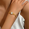 Elegant 14K Gold Plated Alloy Pave Clear Cubic Zirconia Flat Round Link Bracelet for Women GL8396-1