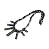 Natural Indian Agate Round Beaded Fan Bib Necklaces NJEW-N064-04D-2
