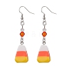 Candy Corn Resin & Glass Dangle Earrings EJEW-JE05862-1