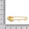 Heart Brass Safety Pins Brooch Findings KK-E802-40B-G-3