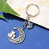 Stainless Steel Hollow Moon Cat Keychains KEYC-JKC00585-02-2