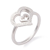 Non-Tarnish 304 Stainless Steel Heart Finger Ring for Women RJEW-C086-21-P-1