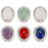 6Pcs 6 Styles Brass Pave Natural Amethyst & Rose Quartz & White Agate & Green Aventurine & Carnelian & Lapis Lazuli Multi-Strand Links KK-BC0015-16-1