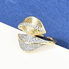 Brass Micro Pave Cubic Zirconia Open Cuff Ring for Women RJEW-F177-03GP-01-1