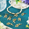 10Pcs Cross with Leaf Brass Pendants PALLOY-TAC0273-7