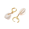 Natural Cowrie Shell Leverback Earrings EJEW-JE06059-5