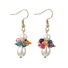Natural Agate & Shell Pearl Dangle Earrings EJEW-JE07364-3