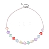 Heart Glass Beaded Necklaces for Women NJEW-JN05157-01-4