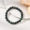 Round Natural Moss Agate Beaded Stretch Bracelets for Women BJEW-JB14073-2