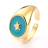 Brass Enamel Cuff Rings RJEW-H543-25G-4