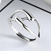 Criss Cross Rhodium Plated 925 Sterling Silver Adjustable Rings FS-WG76C09-01-1