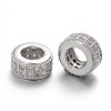 Brass Micro Pave Cubic Zirconia Beads ZIRC-L037-16-FF-2