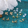 12Pcs 6 Style Brass Micro Pave Cubic Zirconia Stud Earring Findings KK-FW0001-10-6