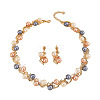 Alloy with Plastic Pearl Round Beaded Link Chain Necklaces & Stud Dangle Earrings Sets WG2621B-01-5