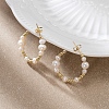 Natural Pearl Ear Studs for Women EJEW-P231-16G-2