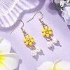 Natural Shell Pearl Beads & Glass Seed Dangle Earrings EJEW-MZ00310-04-1