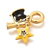 Brass Cubic Zirconia Star & Scroll European Dangle Charms KK-U048-18G-2