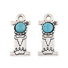 Synthetic Turquoise & Alloy Pendants PALLOY-H146-01AS-I-1