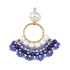 304 Stainless Steel & Glass Seed Beaded Pendants PALLOY-MZ01376-03-1