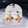 Brass Flower Dangle Stud Earrings EJEW-R014-13G-3