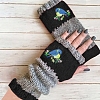 Acrylic Fibers Bird Pattern Knitting Fingerless Gloves PW-WG0606C-01-1