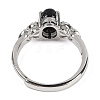 Oval Natural Dyed & Heated Black Agate Adjustable Rings RJEW-Q819-01P-09-4
