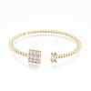 Brass Micro Pave Cubic Zirconia Cuff Bangles BJEW-P276-02G-2