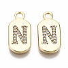 Brass Micro Pave Clear Cubic Zirconia Pendants KK-S360-052N-NF-1