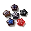 Tartan Pattern Printed Opaque Acrylic European Beads OACR-P038-06C-M-1