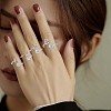 Anti-Tarnish Rhodium Plated 925 Sterling Silver Initial Letter Open Cuff Ring JR852P-7