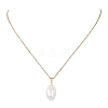Natural Baroque Edison Keshi Pearl Oval Pendant 304 Stainless Steel Cable Chain Necklaces NJEW-JN05963-2