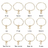 12Pcs Constellation Brass Paperclip Chains Charm Bracelets for Women BJEW-JB11256-2