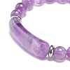 Natural Amethyst Beaded Stretch Bracelet BJEW-JB08879-05-4