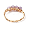 Faceted Round Natural Tiger Eye & Apatite & Rainbow Moonstone & Amethyst Beads Finger Rings RJEW-JR00787-5