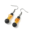 3 Pairs 3 Styles Natural Gemstone Beaded Dangle Earrings EJEW-JE07091-5