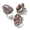 Natural Rhodonite Adjustable Rings RJEW-I108-01AS-04-4