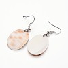 Tiger Cowrie Shell Dangle Earrings EJEW-I204-03-3
