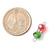 Red & Green Faceted Rondelle Transparent Glass & Brass Rhinestone Peanut Connector Charms PALLOY-JF03000-2