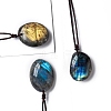 Natural Labradorite Oval Pendant Necklaces PW-WGBBC83-01-3