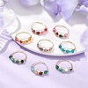 Round Natural Agate Beads Finger Rings RJEW-JR00805-1