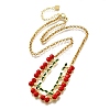 Brass Red Enamel Fruit Link Chain Necklaces NJEW-K287-04A-G-4