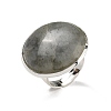 Natural Labradorite Round Adjustable Rings RJEW-K371-09S-15-2