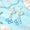 Glass & Natural Shell Dangle Earrings EJEW-MZ00384-1