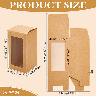 Kraft Paper Candy Boxes with PVC Clear Window CON-WH0097-07A-02A-1