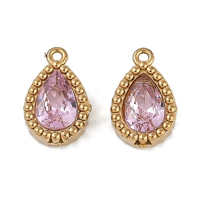 Ion Plating(IP) 304 Stainless Steel Micro Pave Cubic Zirconia Charms STAS-K256-20G-06-1