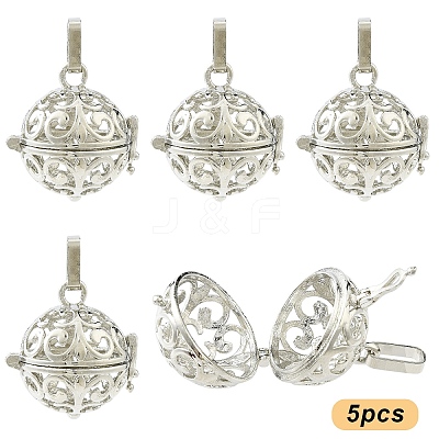 5Pcs Rack Plating Brass Cage Pendants KK-YW0003-51-1