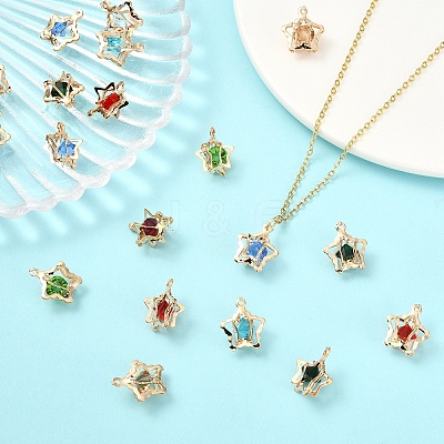 40Pcs 8 Colors Rhinestone Pendants IFIN-YW0003-95-1