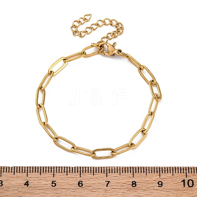 Ion Plating(IP) 304 Stainless Steel Paperclip Chain Bracelets for Women BJEW-C046-02G-1