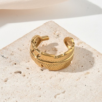 304 Stainless Steel Cuff Open Rings for Women RJEW-L341-03B-G-1